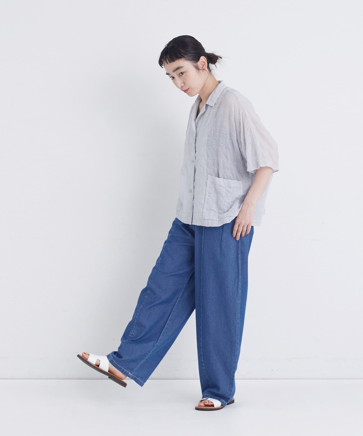【congés payés】【FAVE】シャーリングオープンカラーシャツジャケット 詳細画像 ブラウン系その他 2
