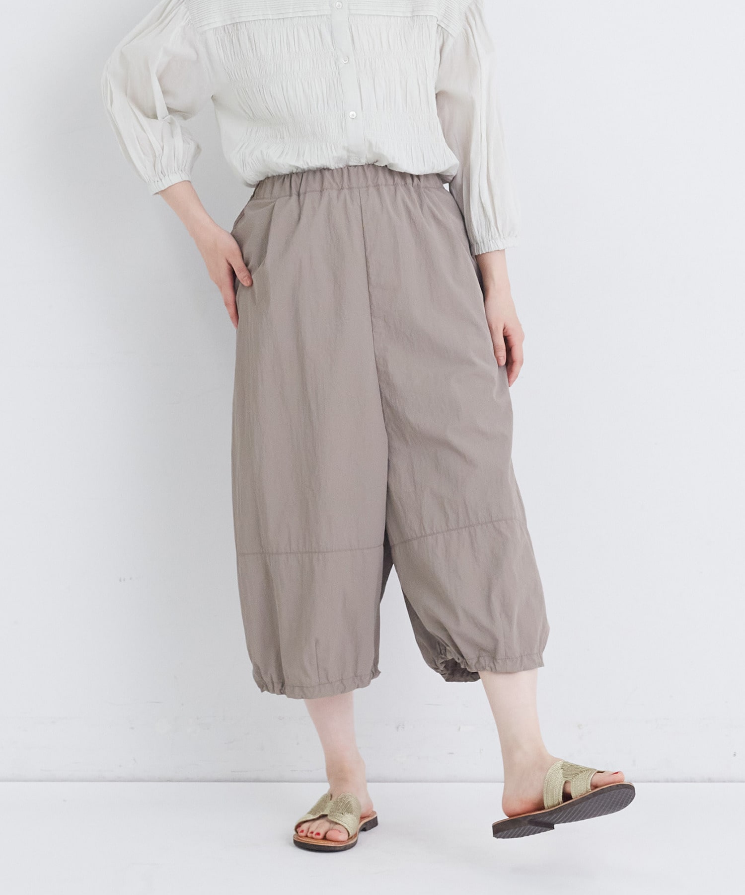 【congés payés】【FAVE】ナイロンワイドサルエルパンツ 詳細画像 ブラック 11