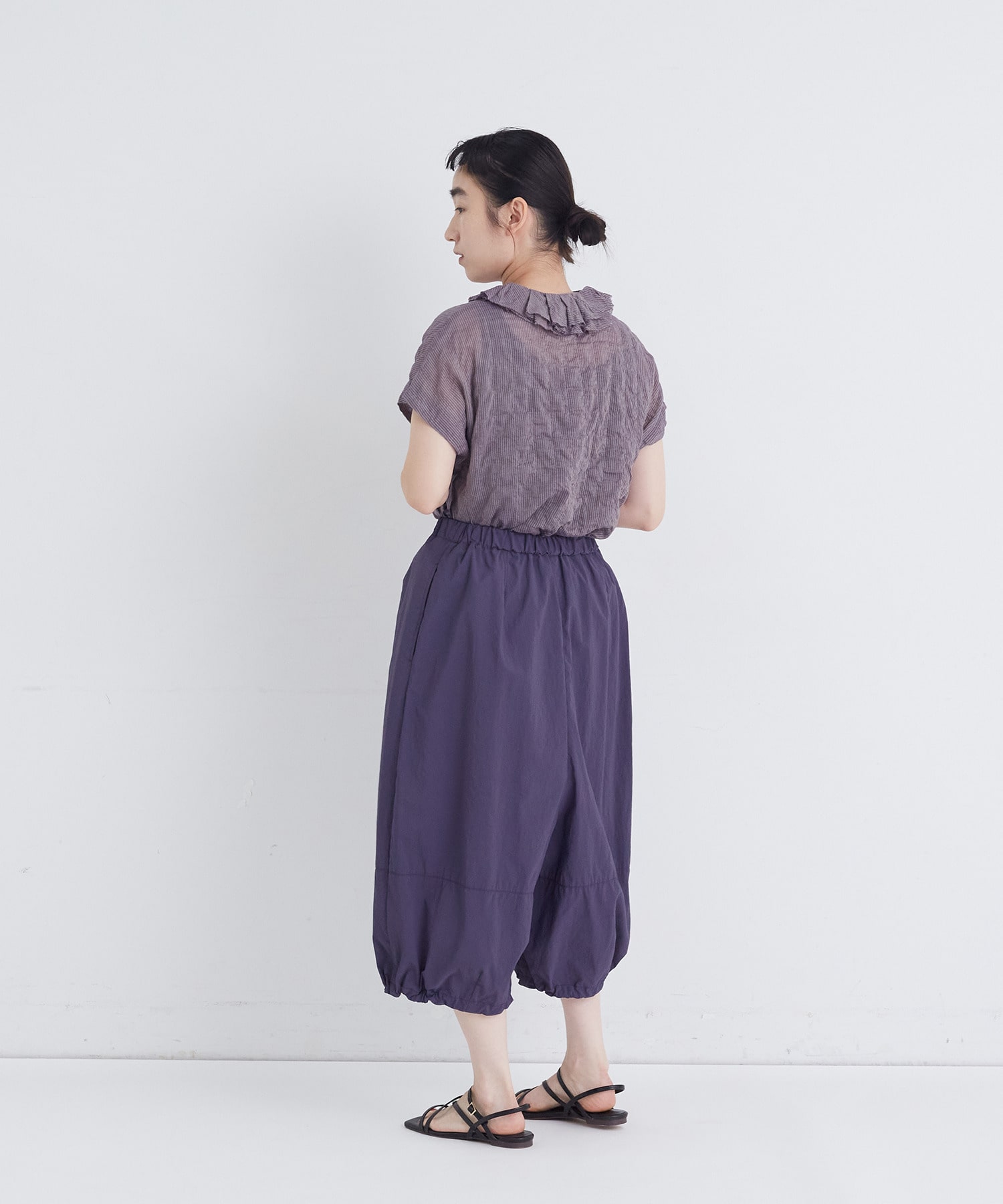 【congés payés】【FAVE】ナイロンワイドサルエルパンツ 詳細画像 ブラック 17