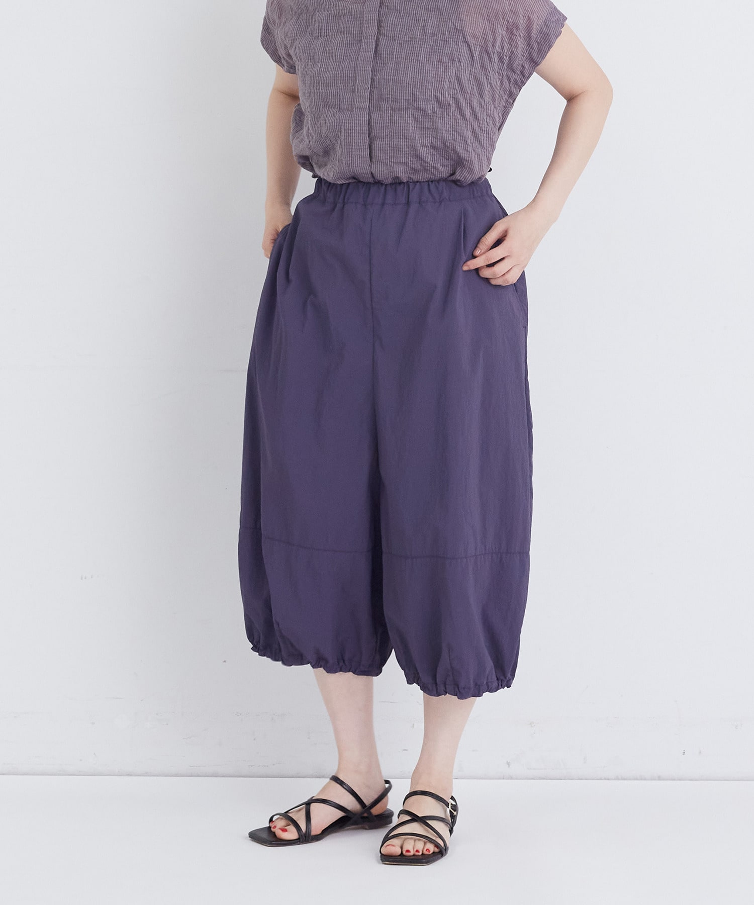 【congés payés】【FAVE】ナイロンワイドサルエルパンツ 詳細画像 ブラック 18