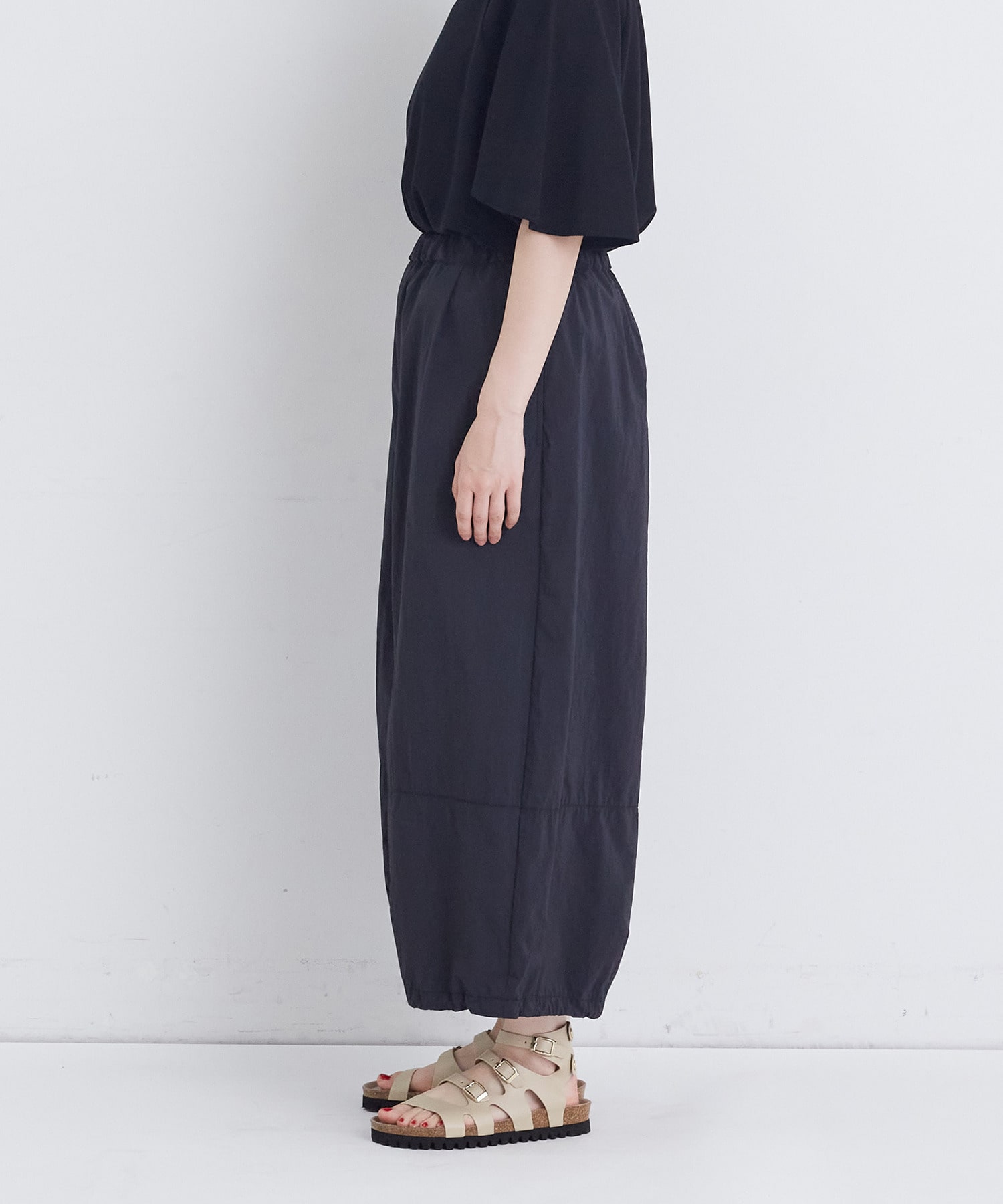 【congés payés】【FAVE】ナイロンワイドサルエルパンツ 詳細画像 ブラック 27