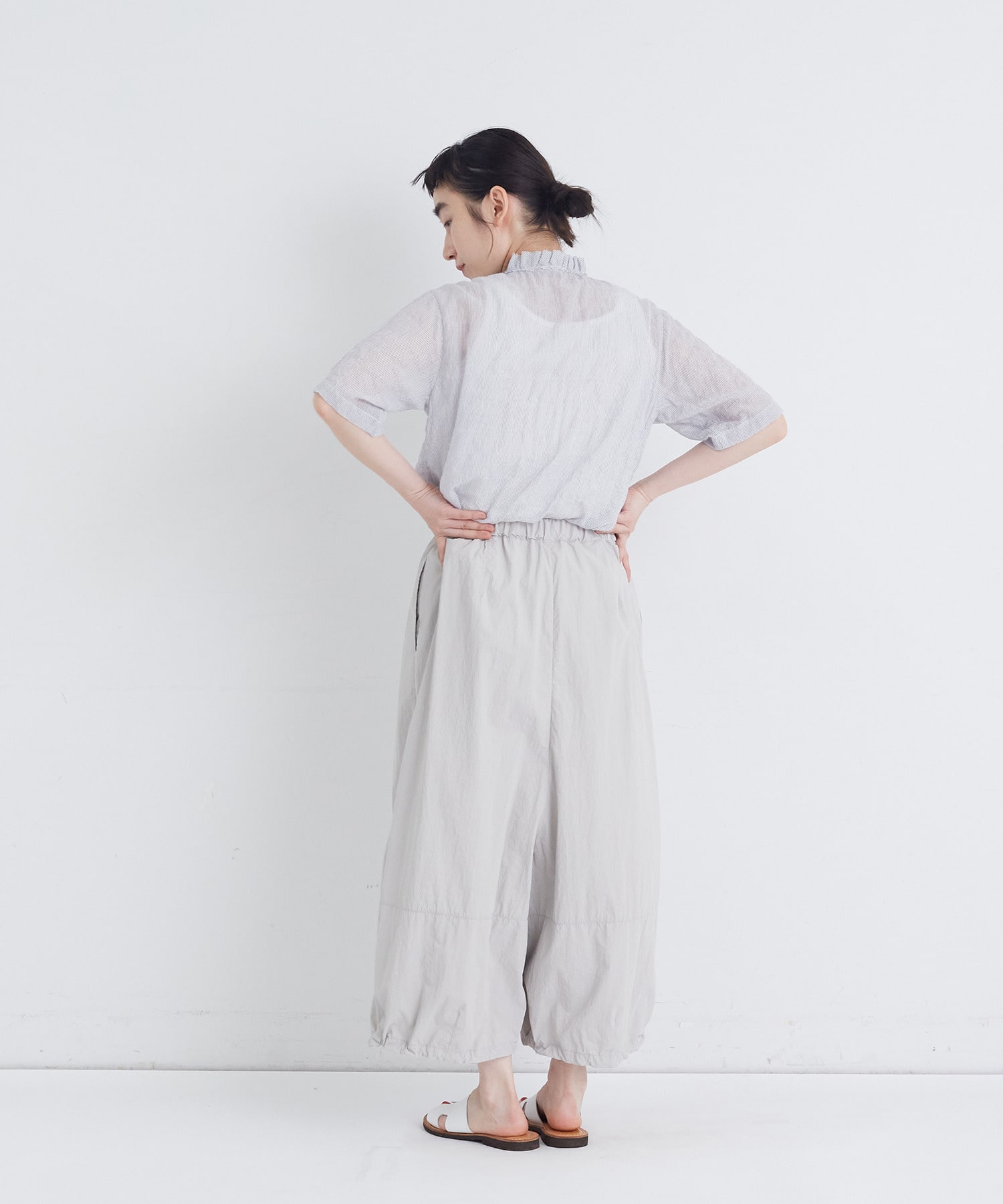 【congés payés】【FAVE】ナイロンワイドサルエルパンツ 詳細画像 ブラック 3