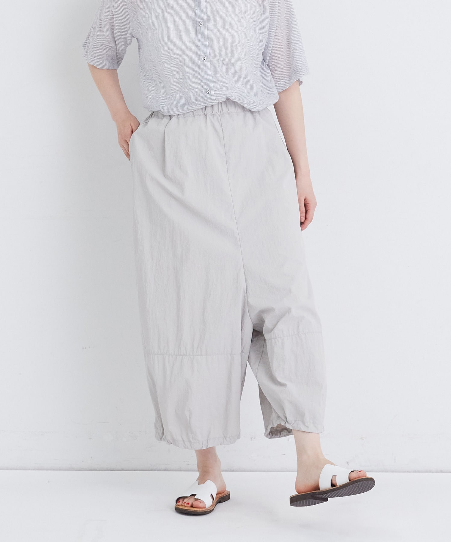 【congés payés】【FAVE】ナイロンワイドサルエルパンツ 詳細画像 ブラック 4