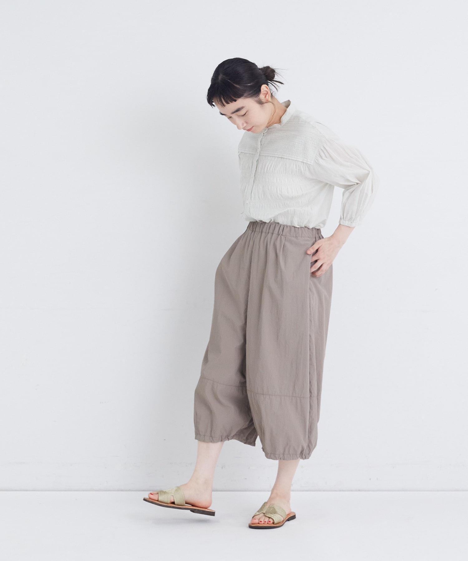 【congés payés】【FAVE】ナイロンワイドサルエルパンツ 詳細画像 ブラック 9