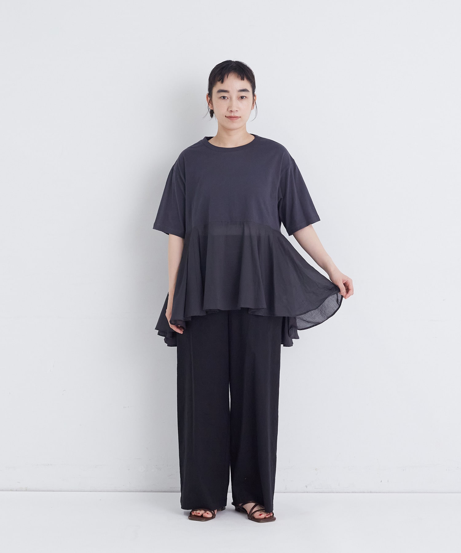 【congés payés】【FAVE】インドコットン&times;カットソーTシャツ 詳細画像 チャコールグレー 15