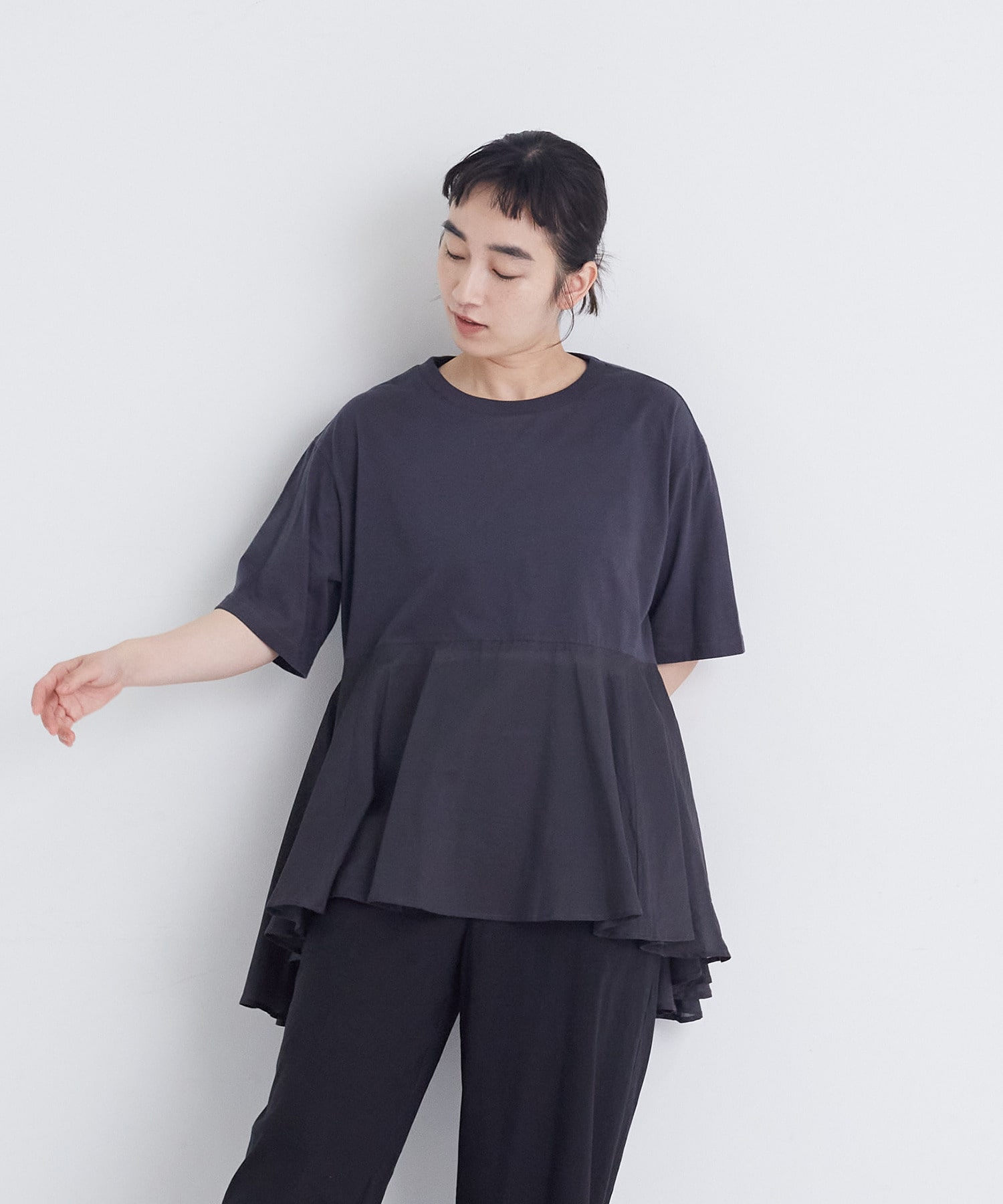 【congés payés】【FAVE】インドコットン&times;カットソーTシャツ 詳細画像 チャコールグレー 18
