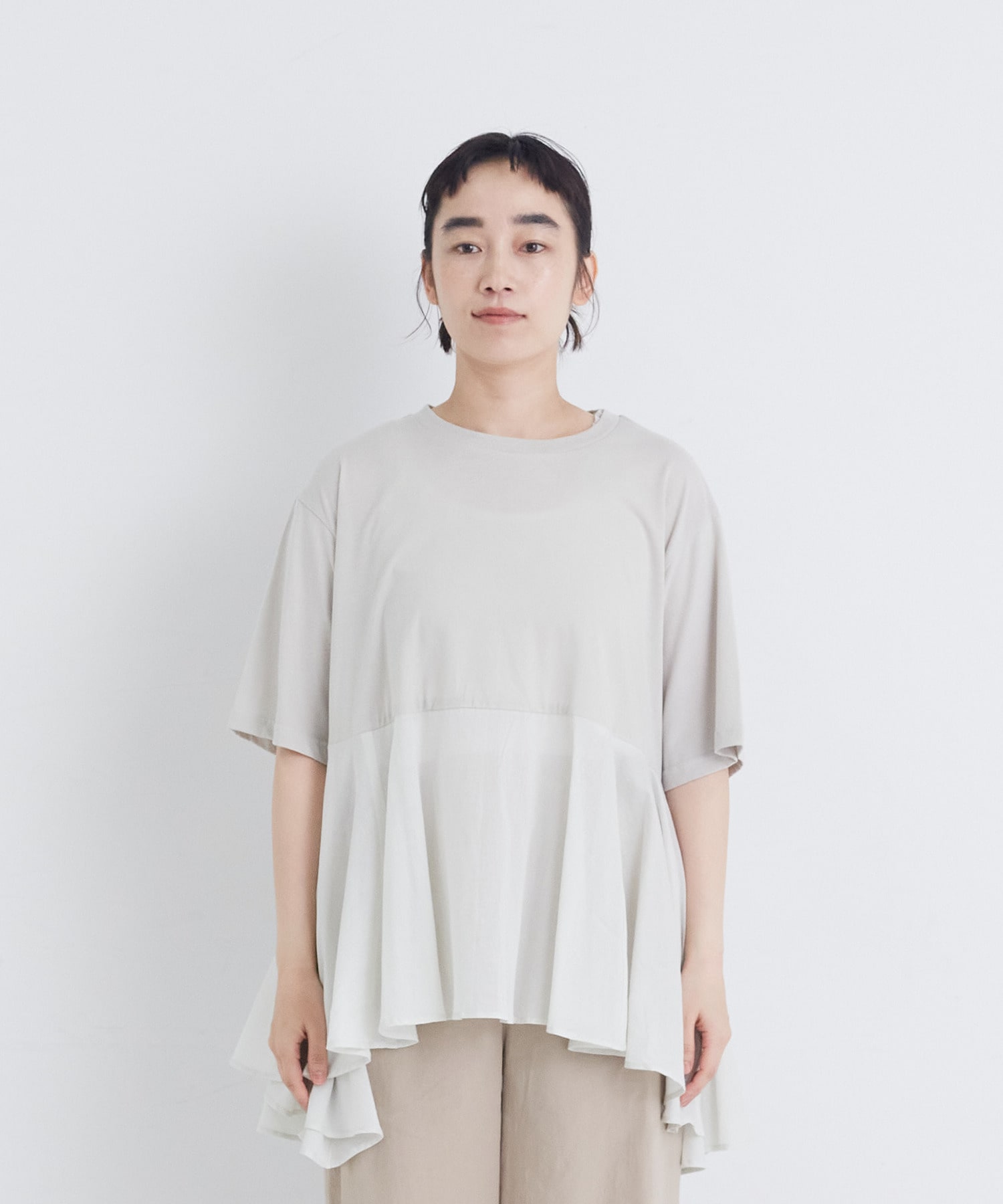 【congés payés】【FAVE】インドコットン&times;カットソーTシャツ 詳細画像 チャコールグレー 5