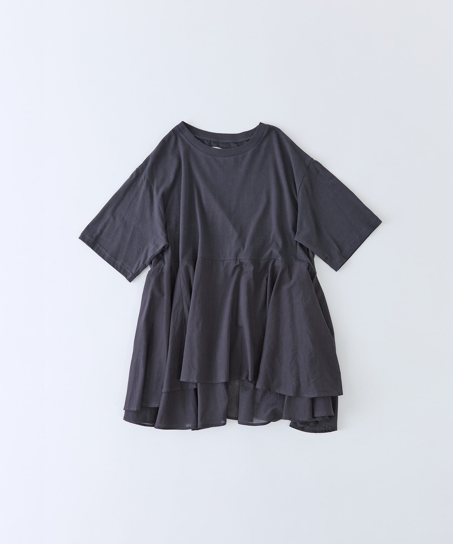 【congés payés】【FAVE】インドコットン&times;カットソーTシャツ 詳細画像 チャコールグレー 1