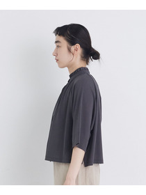 【congés payés】【FAVE】ジャージーフリルカラークロップドブラウス 詳細画像 チャコールグレー 20