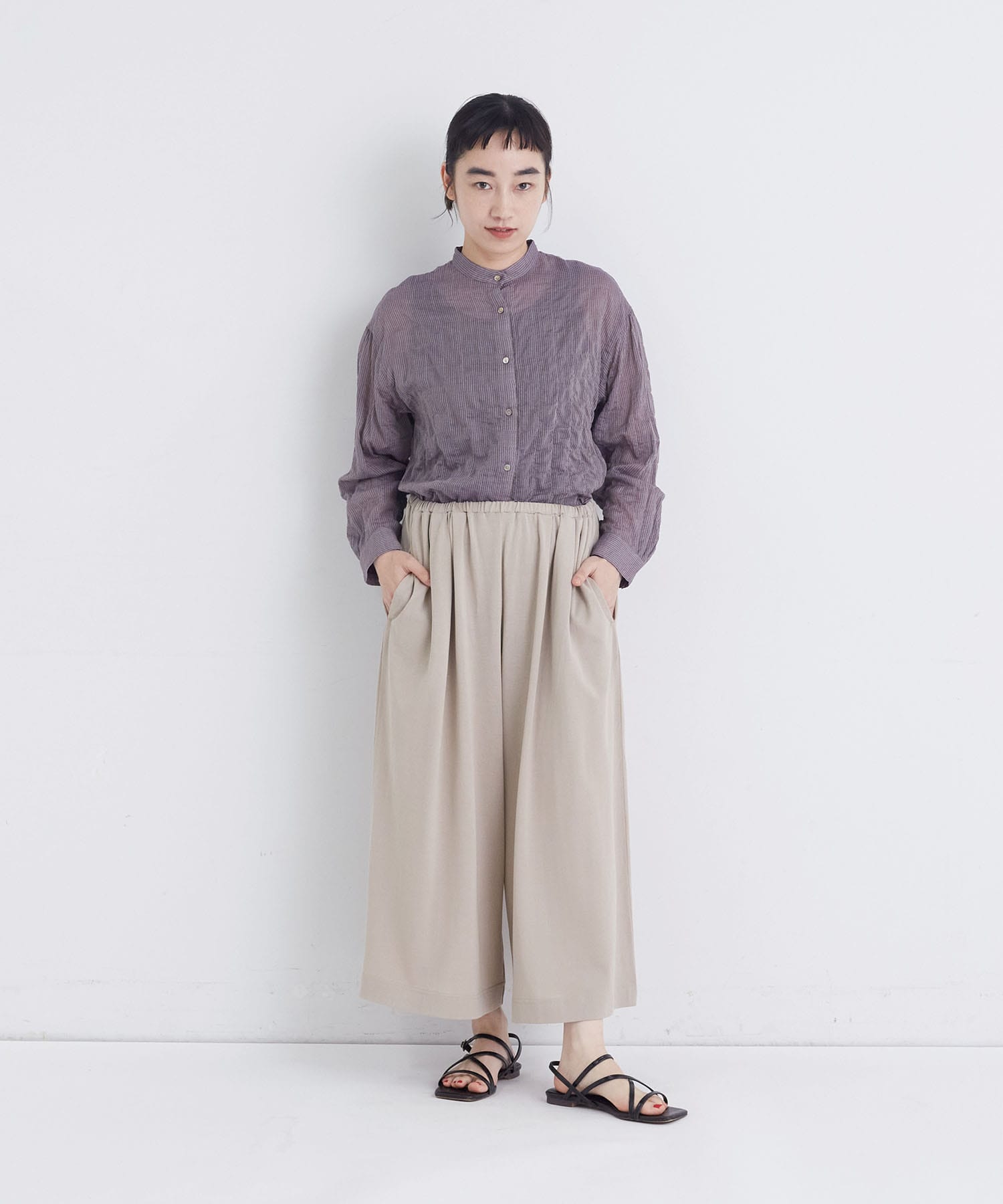 【congés payés】【FAVE】ジャージーギャザーワイドパンツ 詳細画像 レッド 1