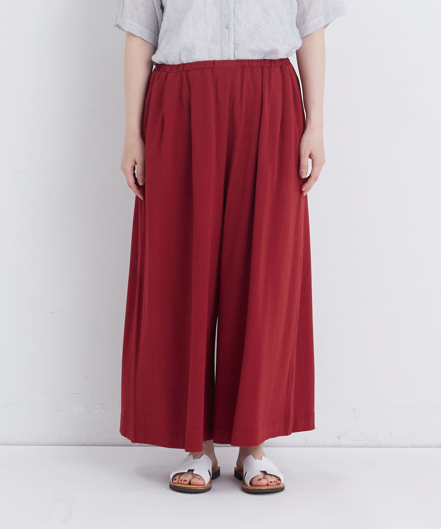 【congés payés】【FAVE】ジャージーギャザーワイドパンツ 詳細画像 レッド 12