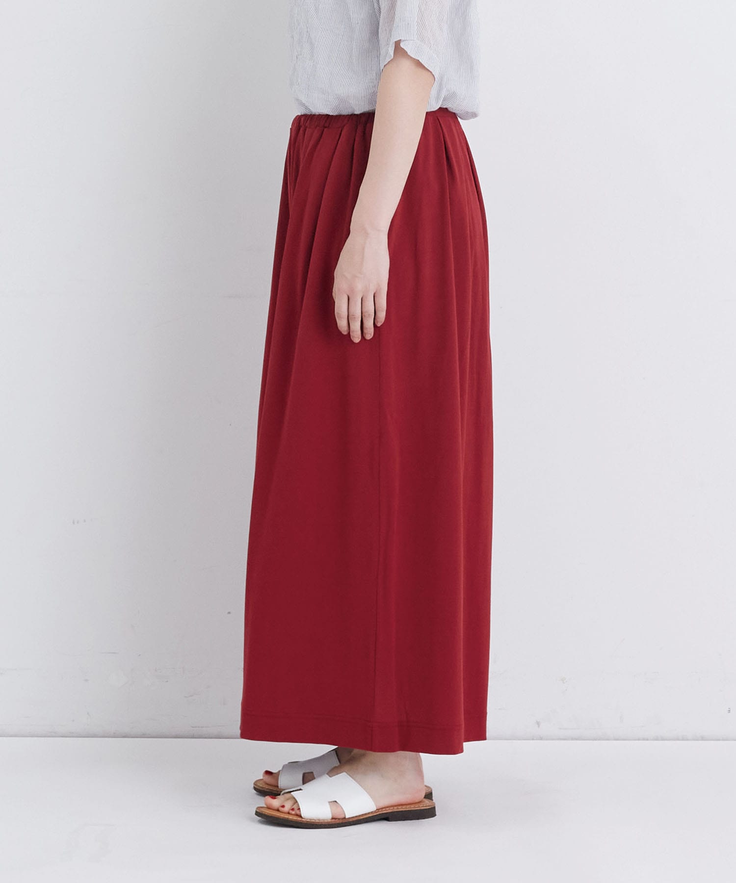 【congés payés】【FAVE】ジャージーギャザーワイドパンツ 詳細画像 レッド 13