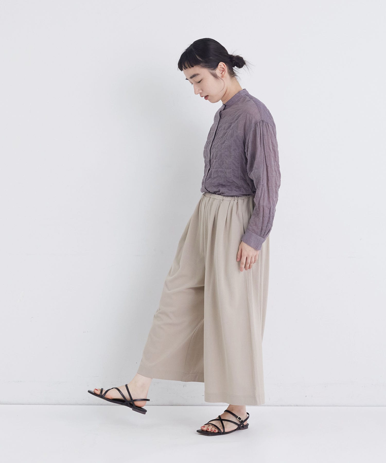 【congés payés】【FAVE】ジャージーギャザーワイドパンツ 詳細画像 レッド 2