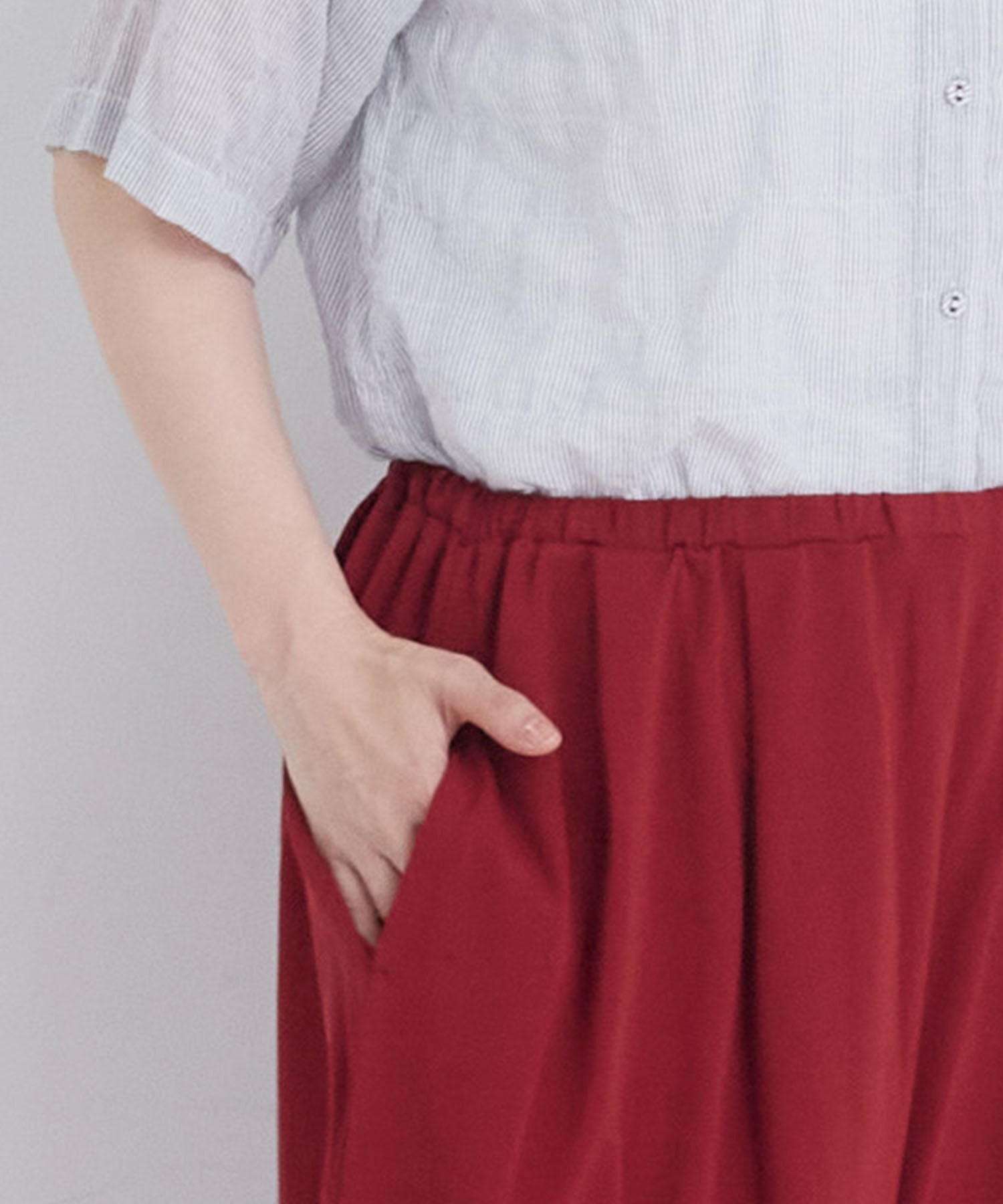 【congés payés】【FAVE】ジャージーギャザーワイドパンツ 詳細画像 レッド 24