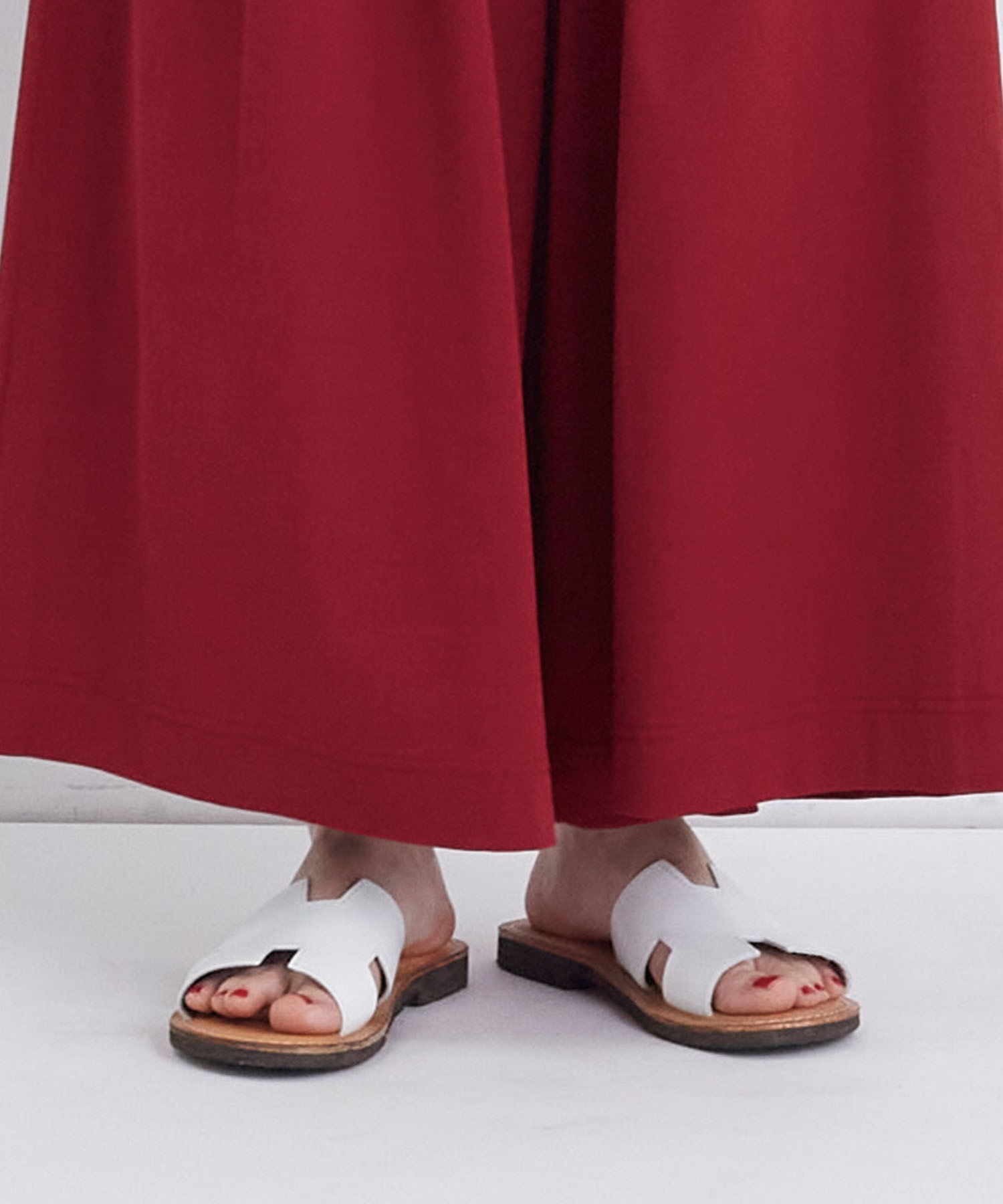 【congés payés】【FAVE】ジャージーギャザーワイドパンツ 詳細画像 レッド 25
