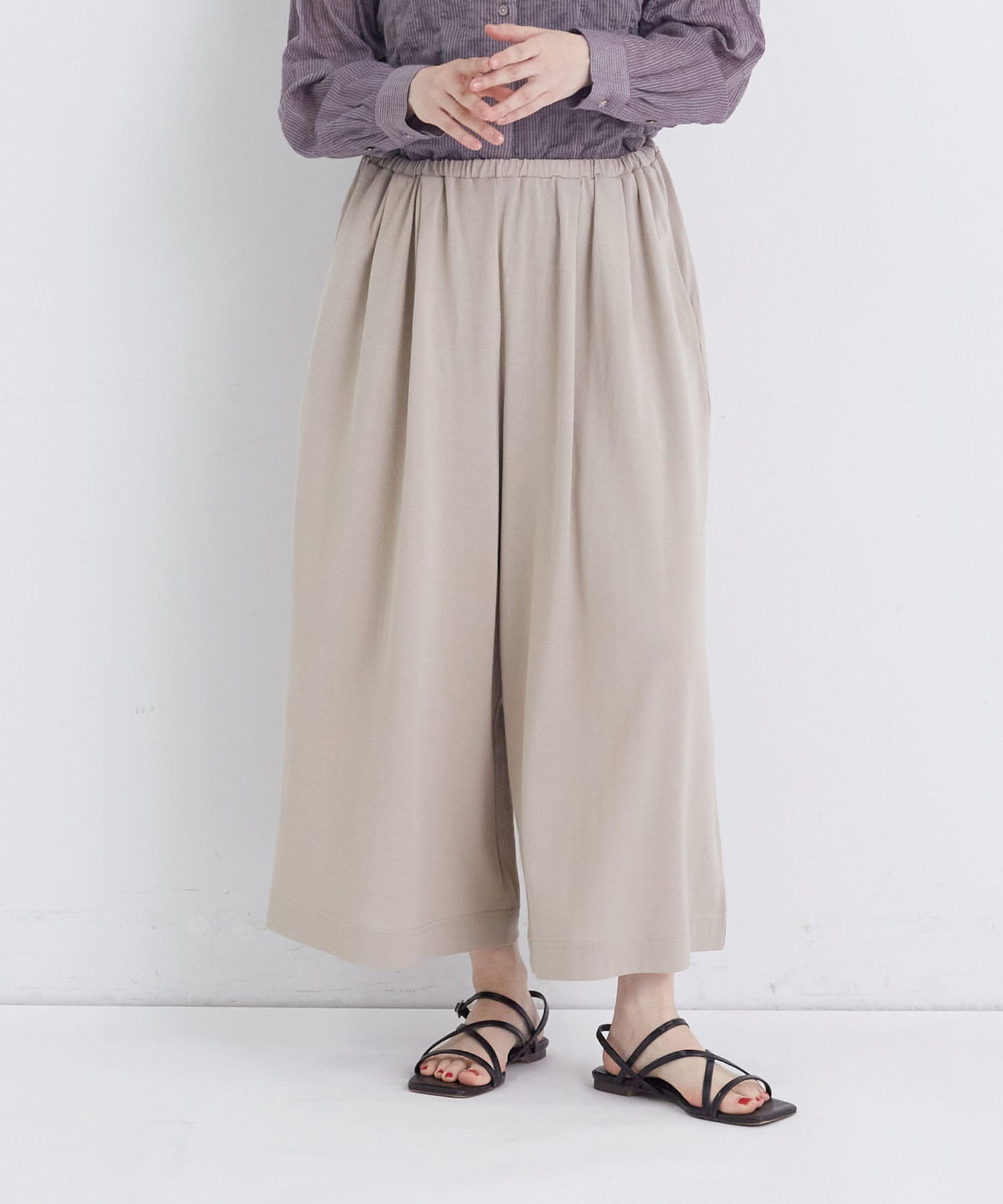 【congés payés】【FAVE】ジャージーギャザーワイドパンツ 詳細画像 レッド 4
