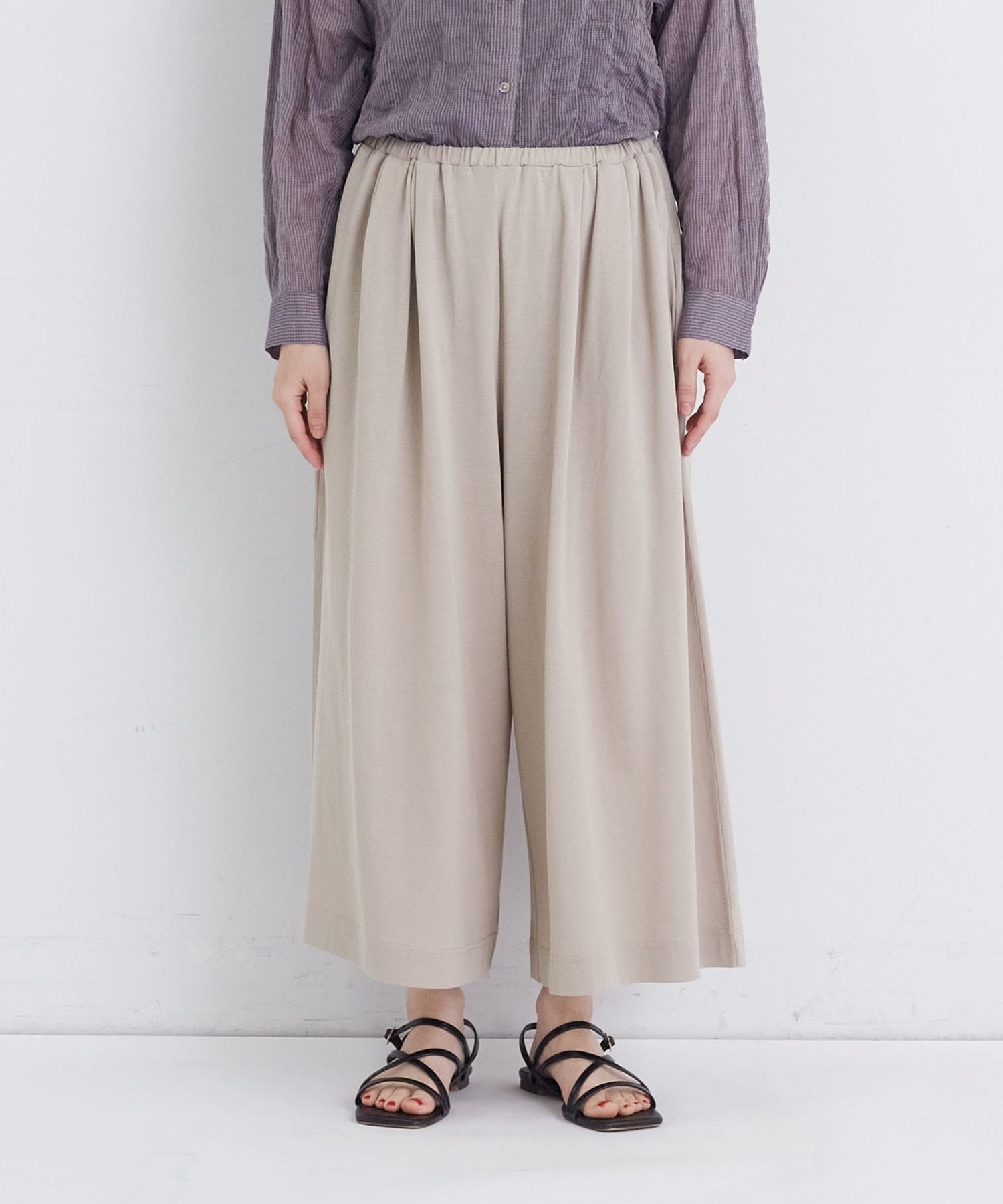 【congés payés】【FAVE】ジャージーギャザーワイドパンツ 詳細画像 レッド 5