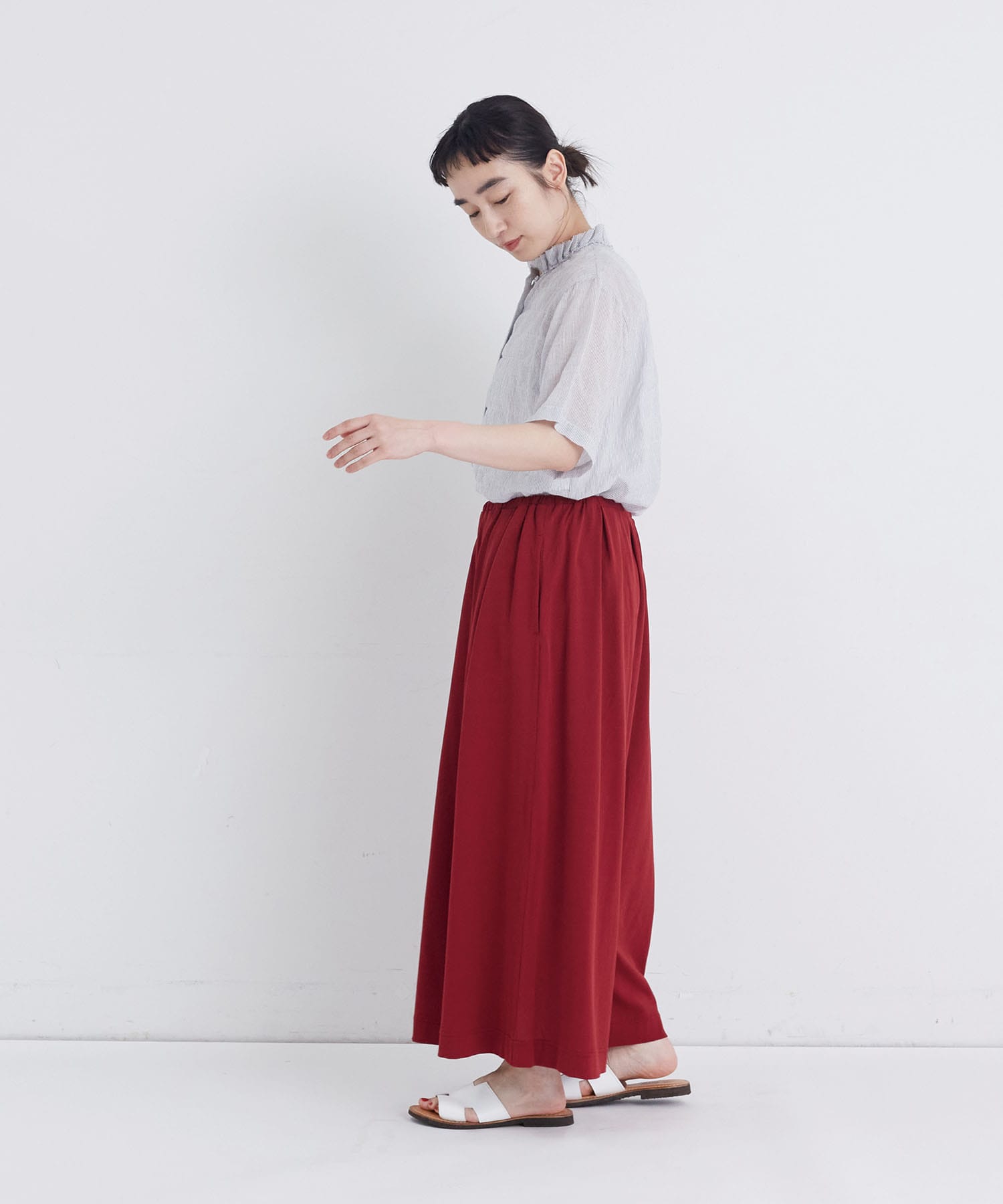 【congés payés】【FAVE】ジャージーギャザーワイドパンツ 詳細画像 レッド 9