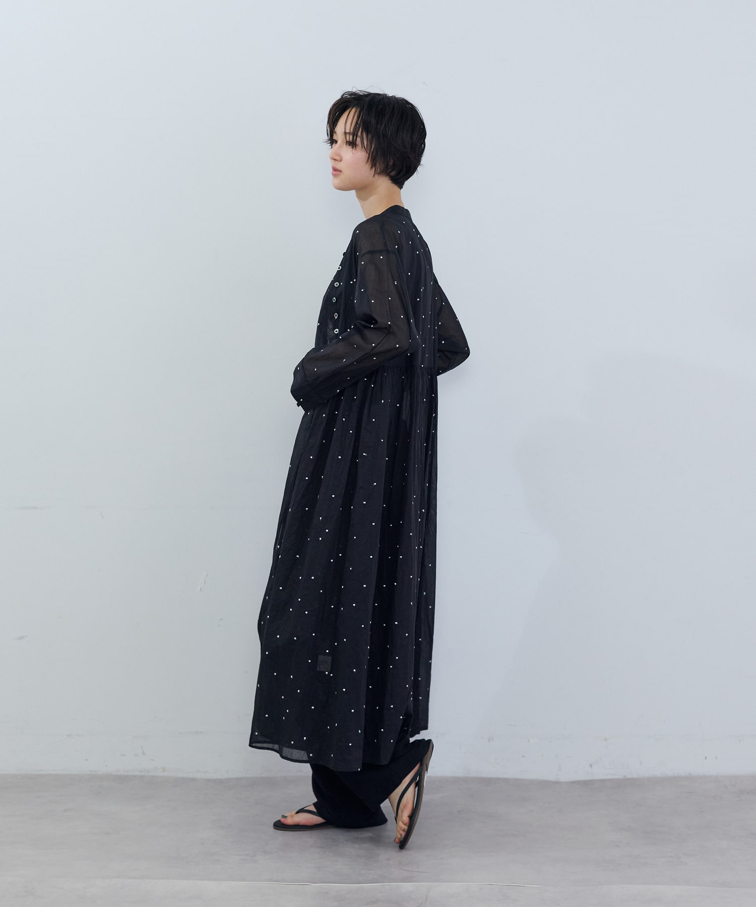 【ADIEU TRISTESSE】コットンオーガンジードット刺繍ワンピース 詳細画像 ブラック 10