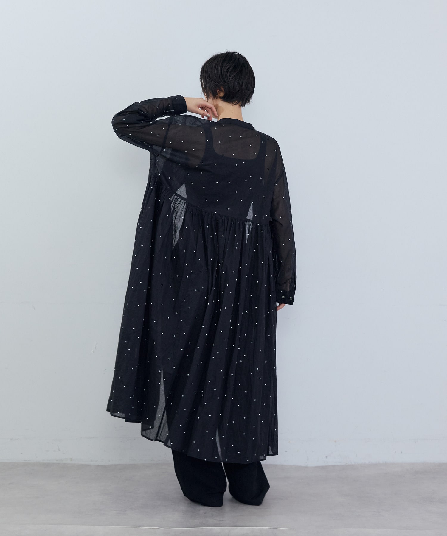 【ADIEU TRISTESSE】コットンオーガンジードット刺繍ワンピース 詳細画像 ブラック 11