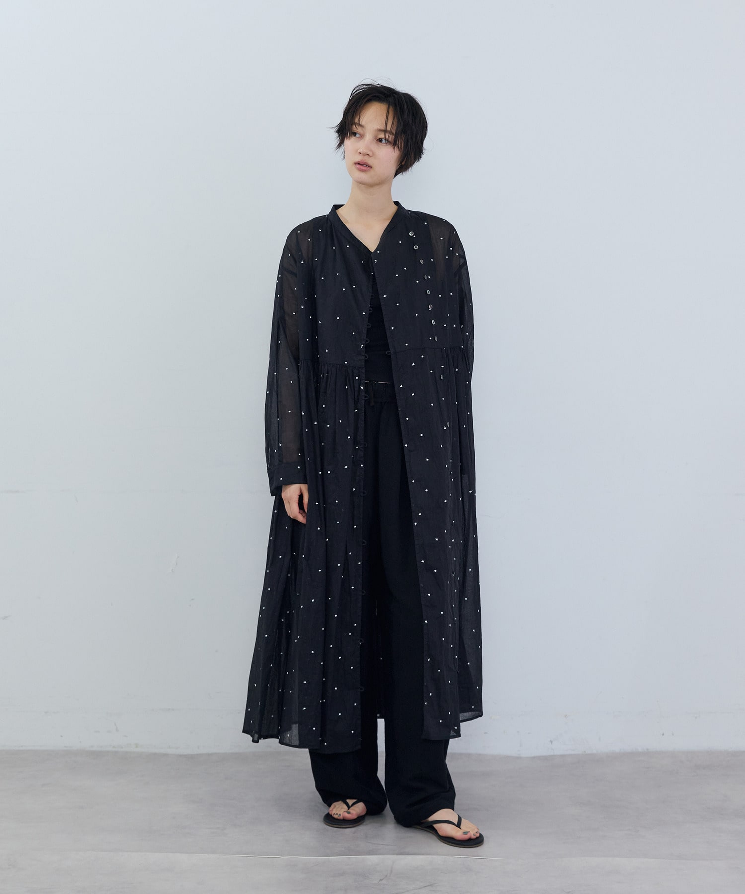 【ADIEU TRISTESSE】コットンオーガンジードット刺繍ワンピース 詳細画像 ブラック 8