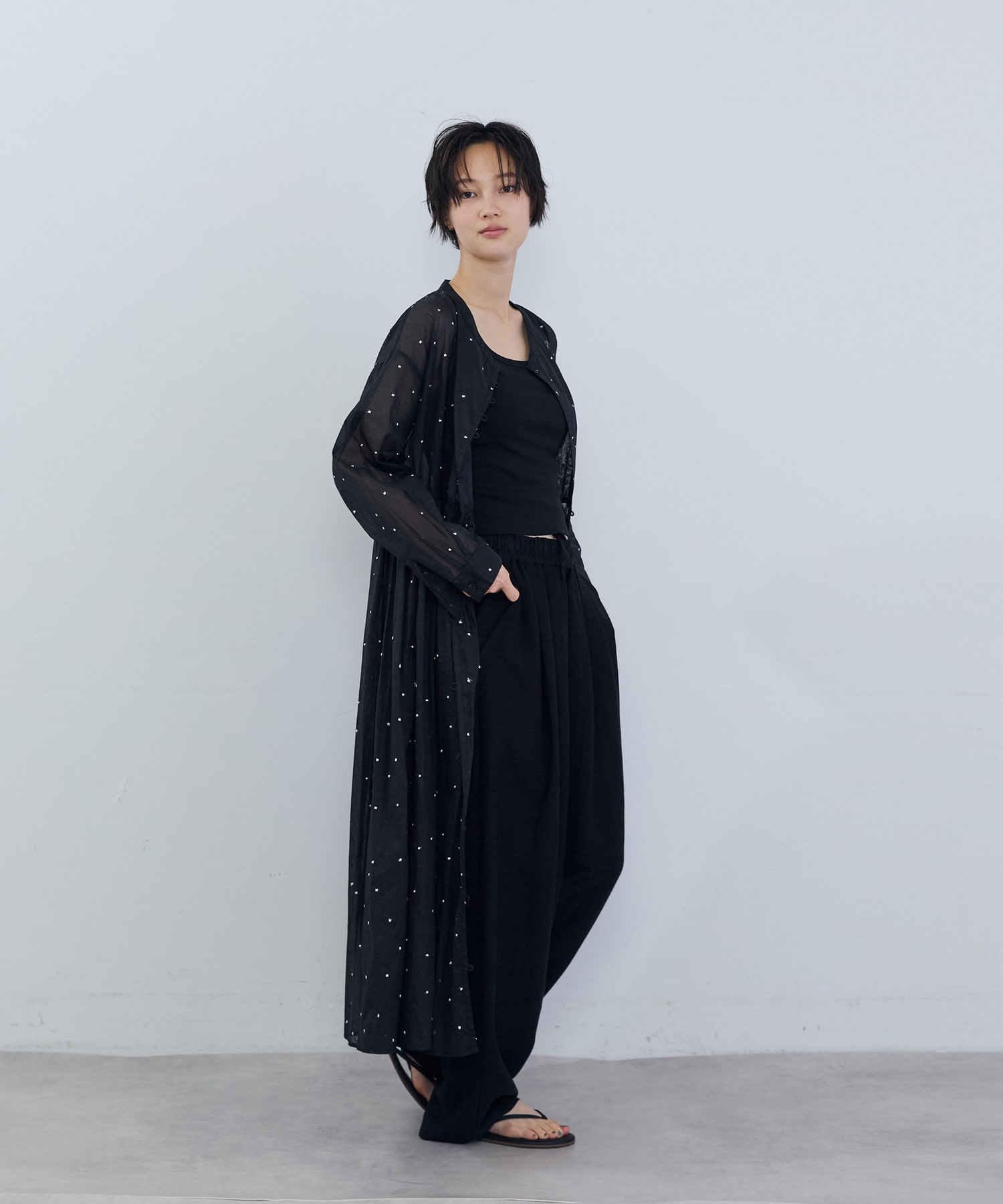 【ADIEU TRISTESSE】コットンオーガンジードット刺繍ワンピース 詳細画像 ブラック 9