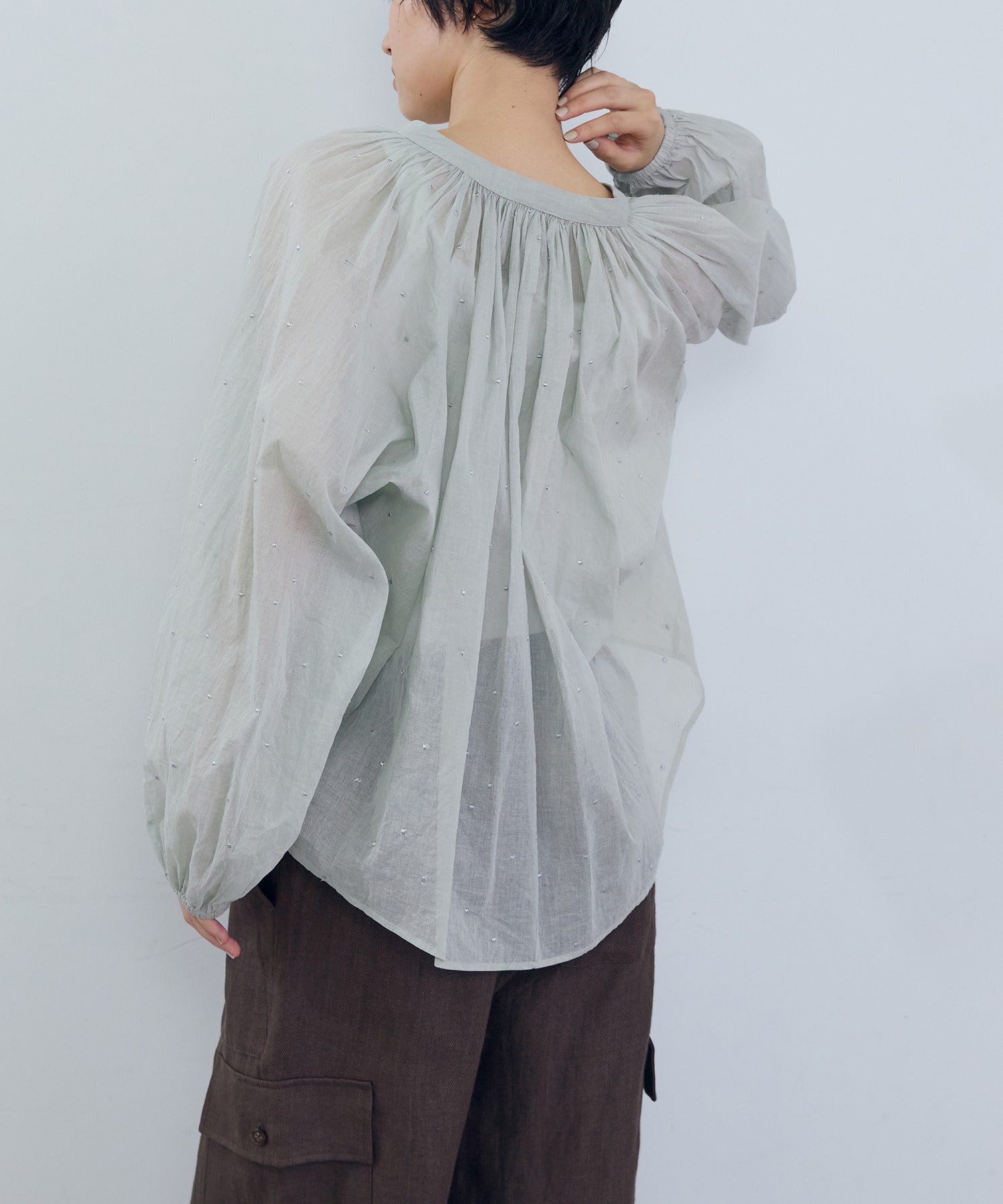 【ADIEU TRISTESSE】コットンオーガンジードット刺繍ブラウス 詳細画像 ブラック 10