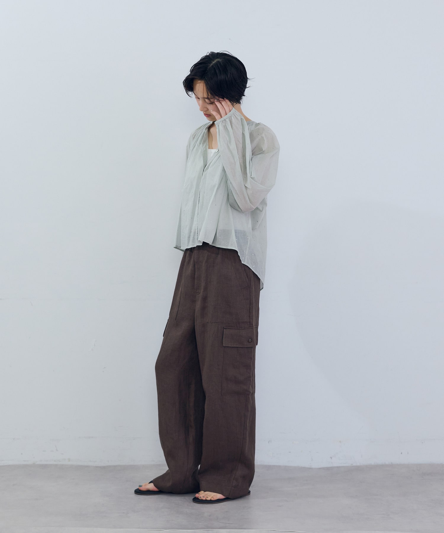 【ADIEU TRISTESSE】コットンオーガンジードット刺繍ブラウス 詳細画像 ブラック 2