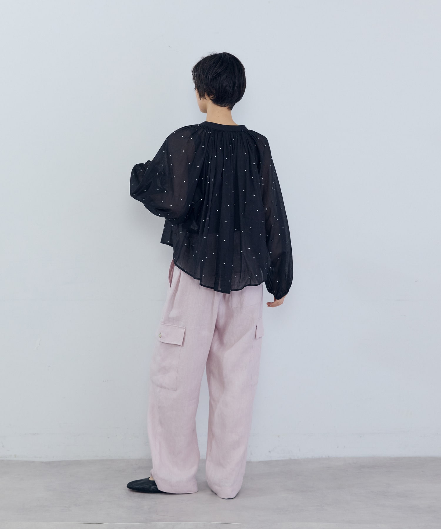 【ADIEU TRISTESSE】コットンオーガンジードット刺繍ブラウス 詳細画像 ブラック 6
