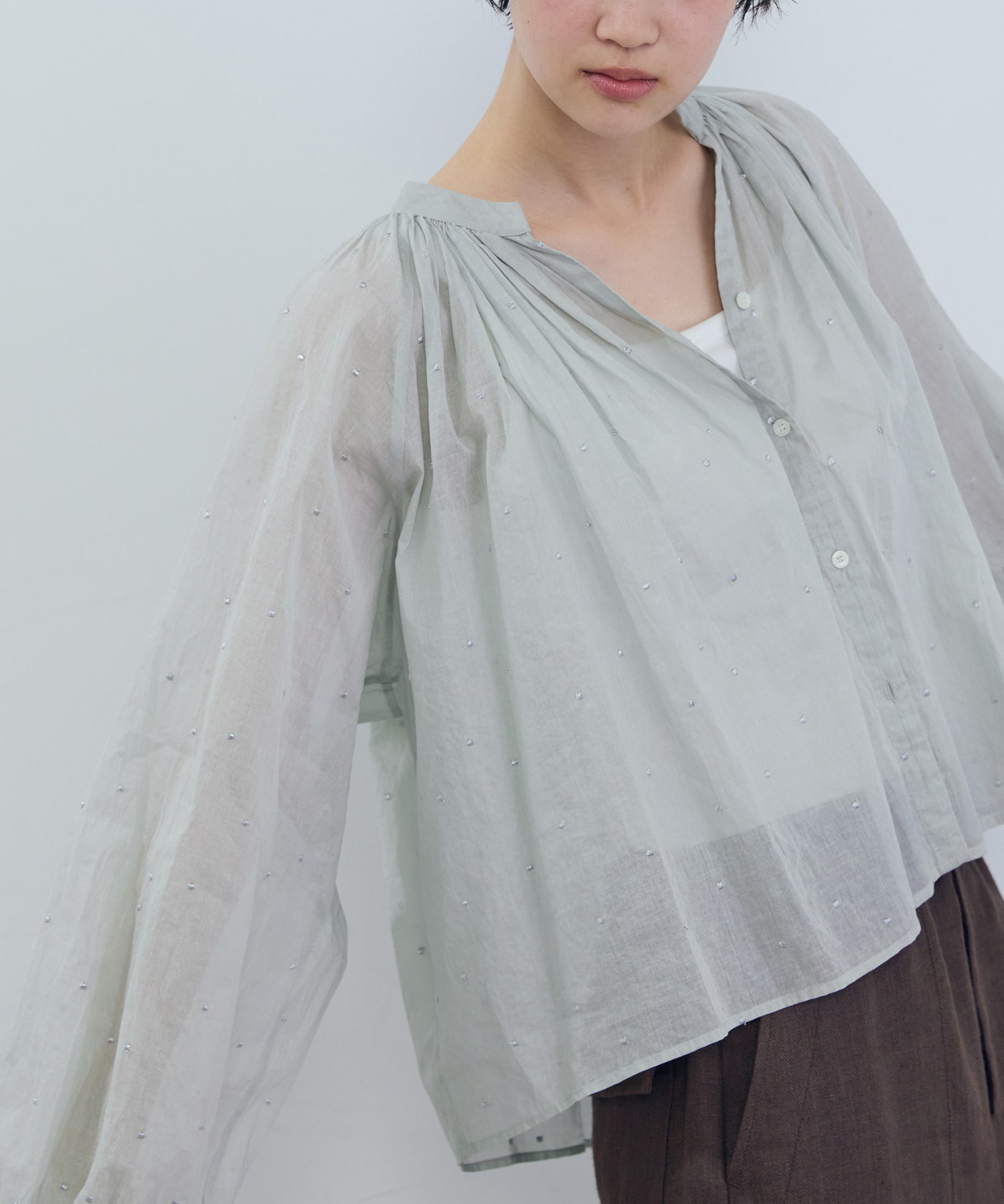 【ADIEU TRISTESSE】コットンオーガンジードット刺繍ブラウス 詳細画像 ブラック 8