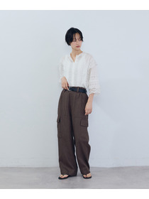 【ADIEU TRISTESSE】リネンカーゴパンツ 詳細画像 ブラウン 2