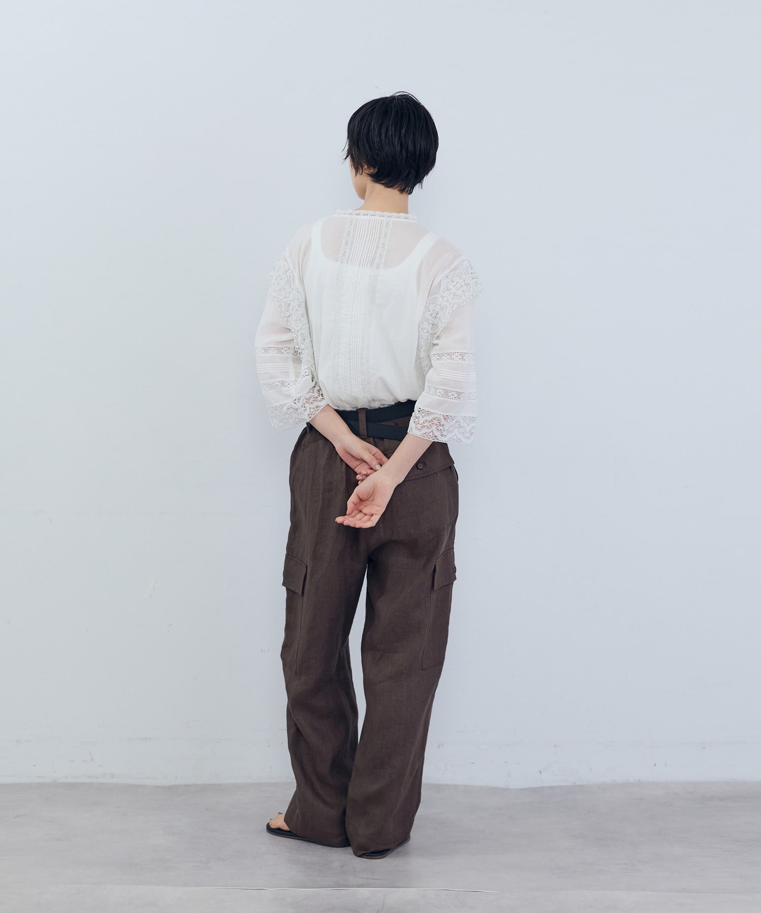 【ADIEU TRISTESSE】リネンカーゴパンツ 詳細画像 ブラウン 4