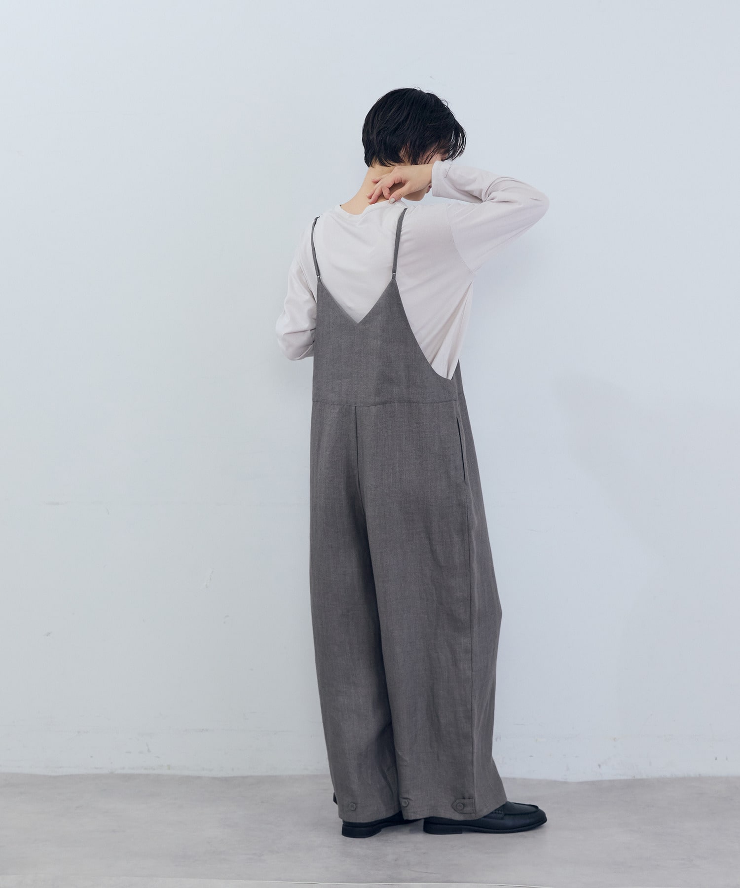 【ADIEU TRISTESSE】リネンサロペット 詳細画像 カーキ 4