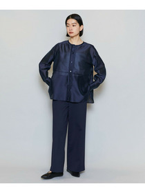 【MOGA】ブライトエアーポリラウンドネックブラウス 詳細画像 ネイビー 7