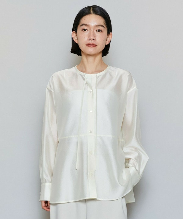 【MOGA】ブライトエアーポリラウンドネックブラウス