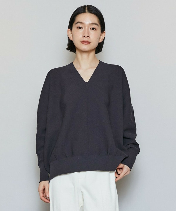 コットンフォートVネックニットプルオーバー 詳細画像 チャコールグレー 1