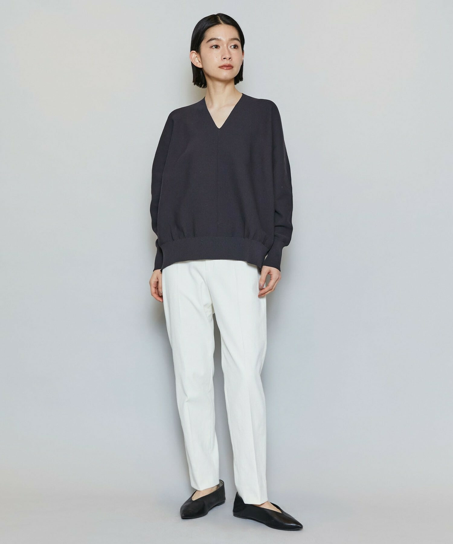 【MOGA】コットンフォートVネックニットプルオーバー 詳細画像 チャコールグレー 12