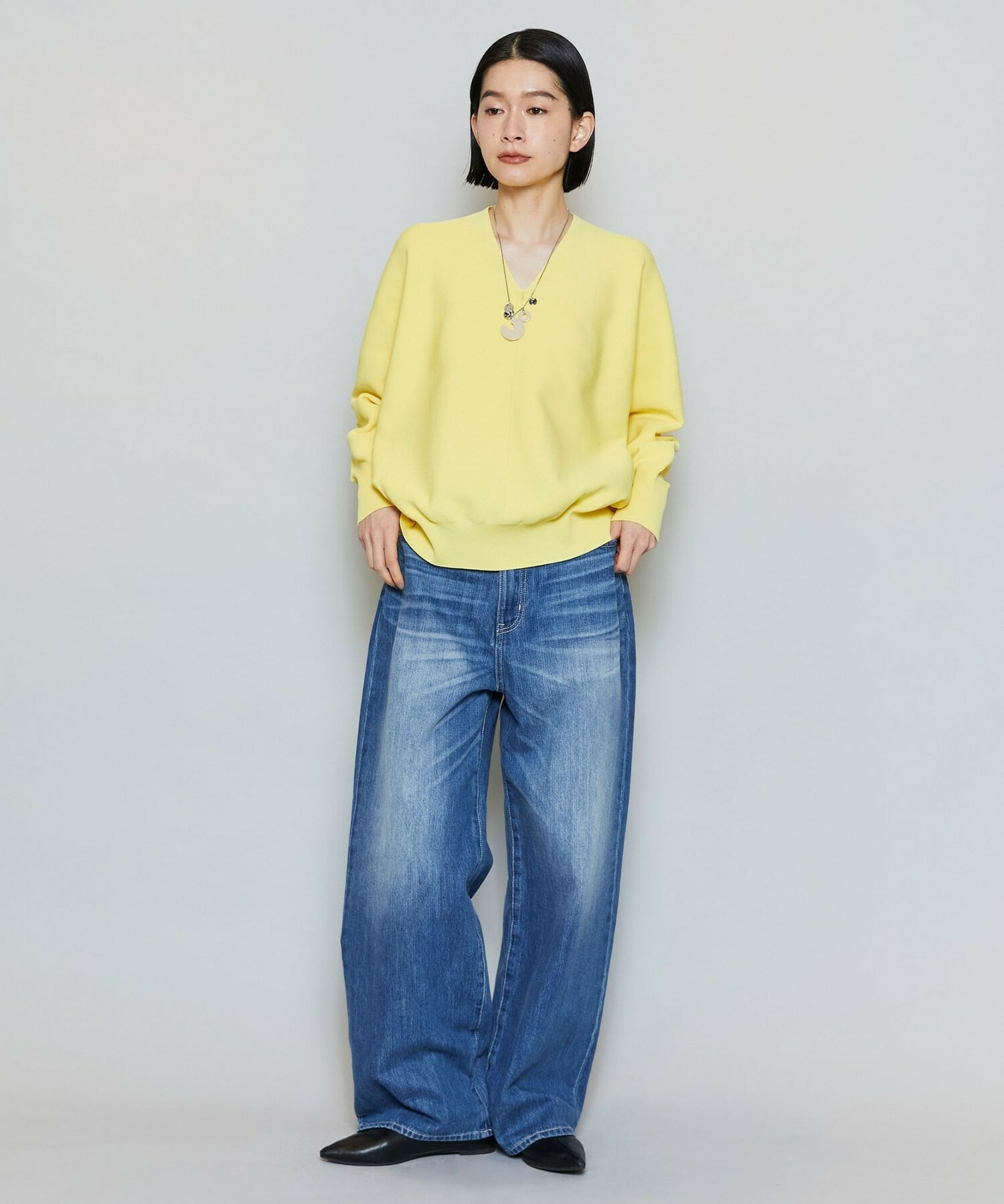 【MOGA】コットンフォートVネックニットプルオーバー 詳細画像 チャコールグレー 15