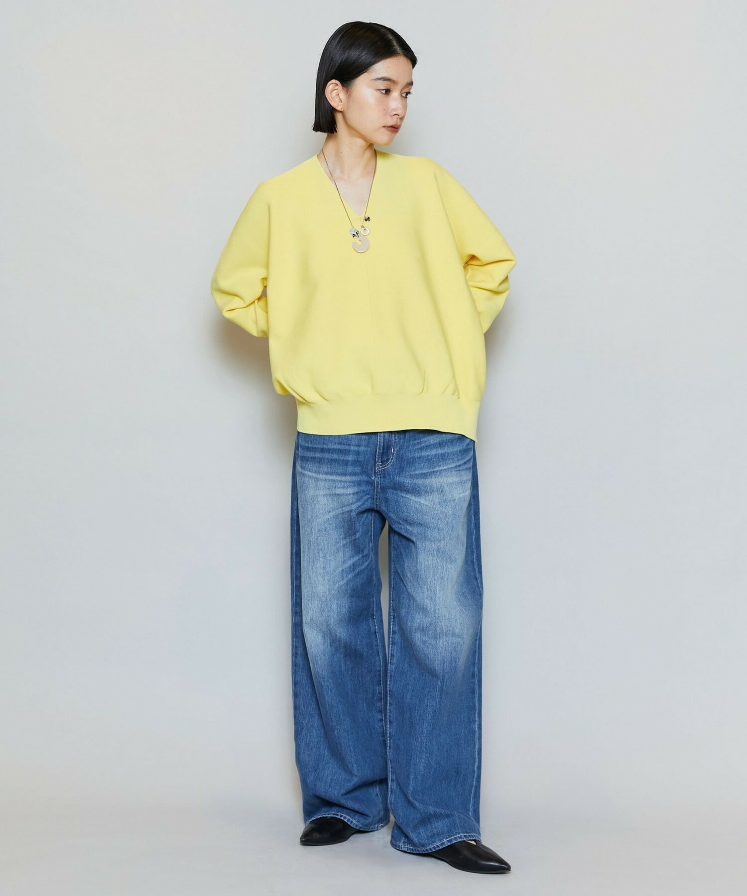 【MOGA】コットンフォートVネックニットプルオーバー 詳細画像 チャコールグレー 17