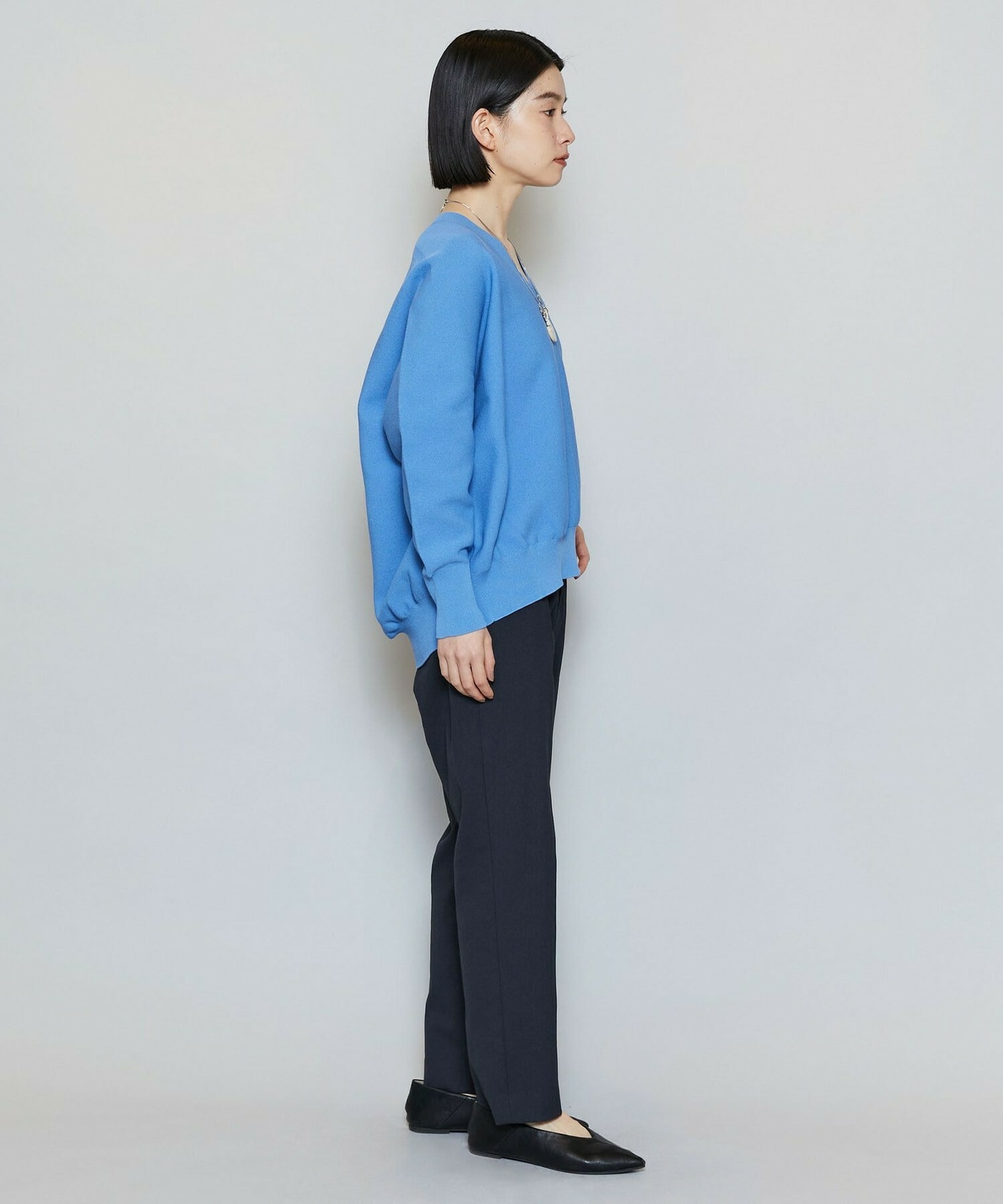 【MOGA】コットンフォートVネックニットプルオーバー 詳細画像 チャコールグレー 6