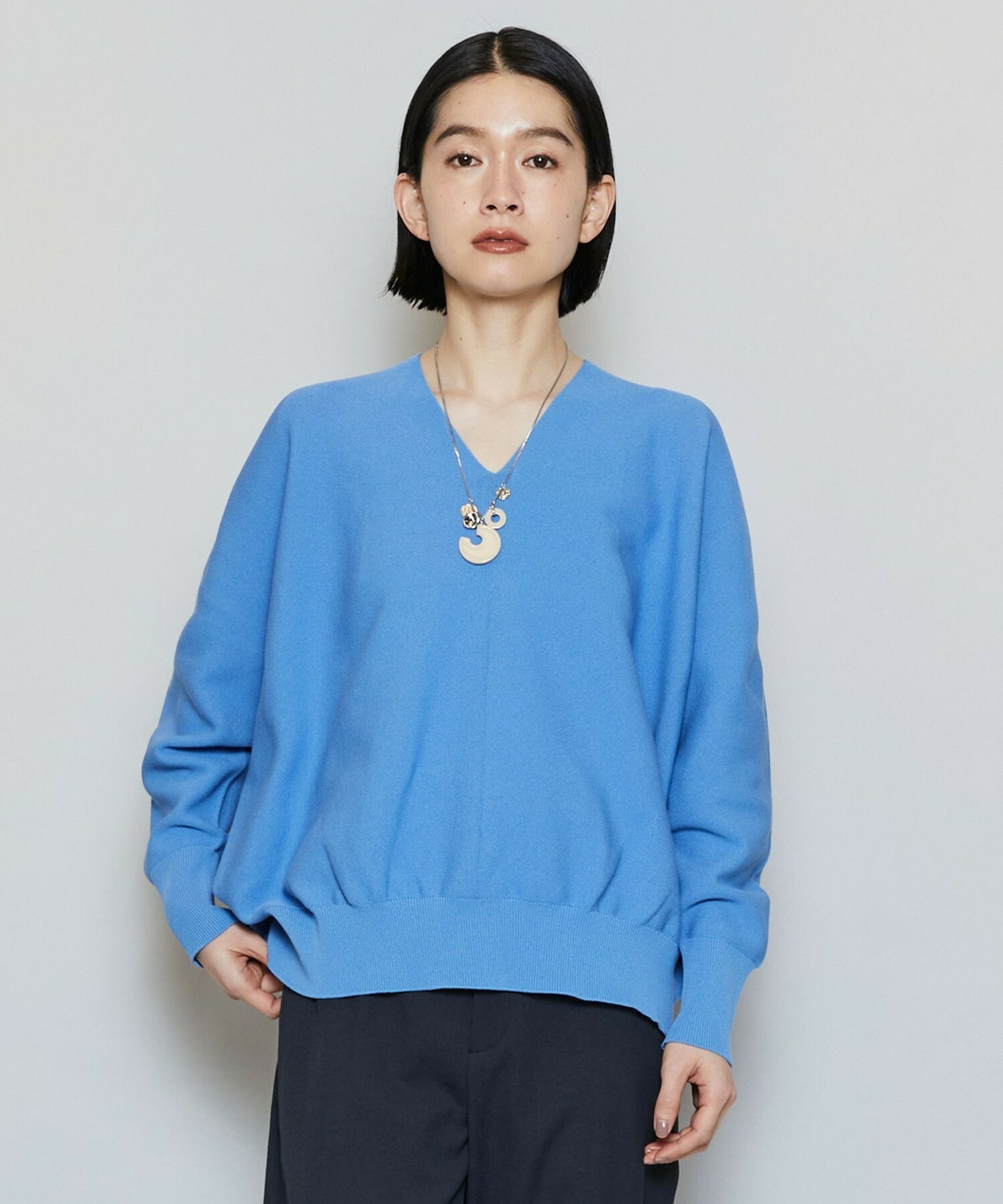【MOGA】コットンフォートVネックニットプルオーバー 詳細画像 ライトブルー 1