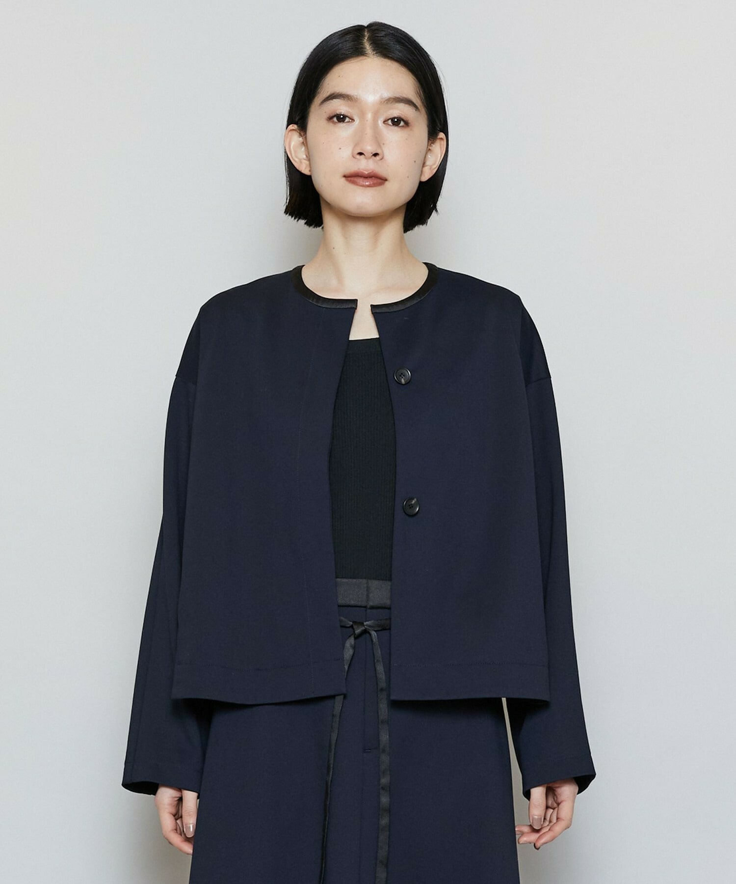 【MOGA】P/Cポンチノーカラージャケット 詳細画像 ネイビー 1