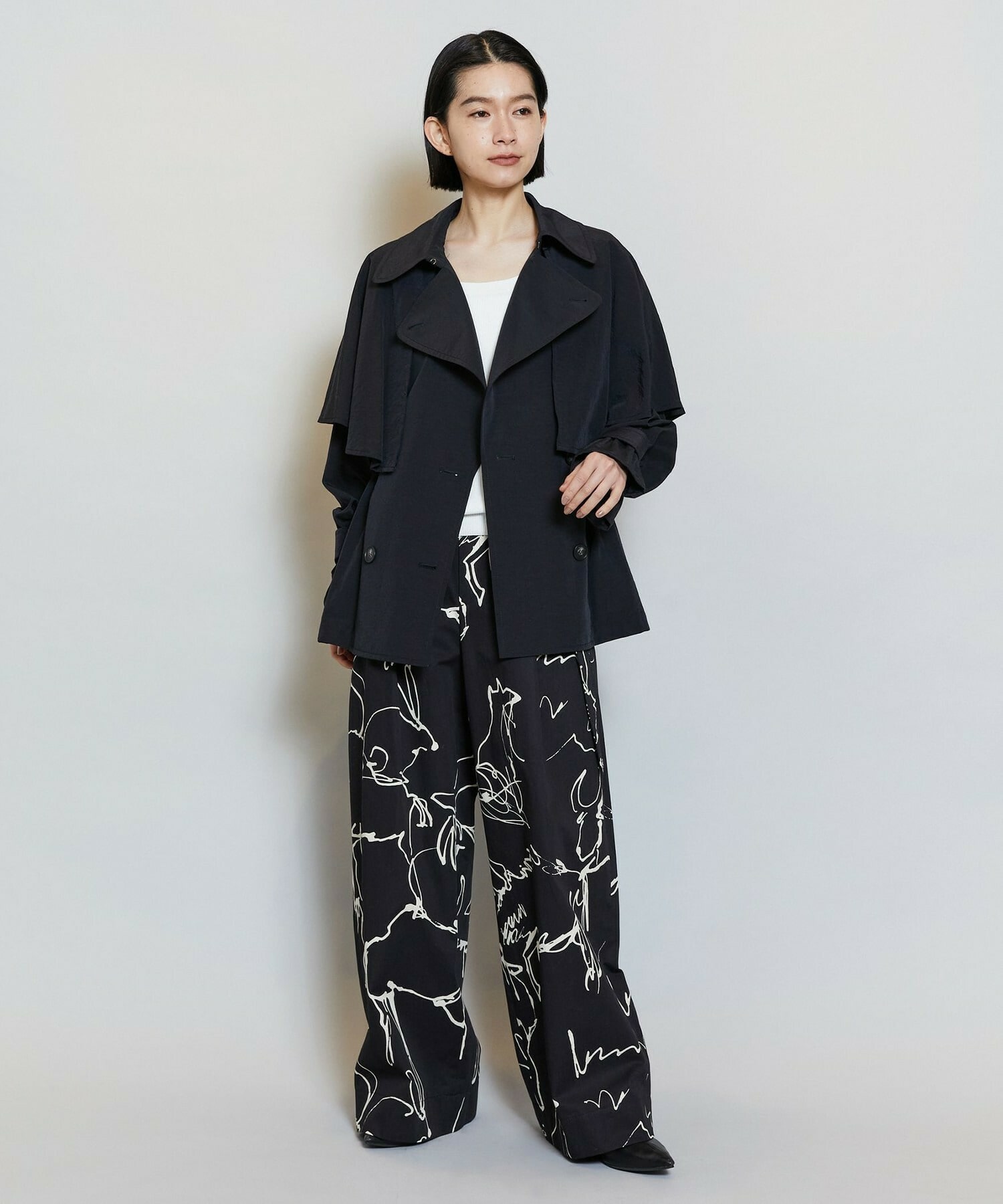 【MOGA】ナイロンリヨセルタッサーショートトレンチコート 詳細画像 ブルー系その他 1