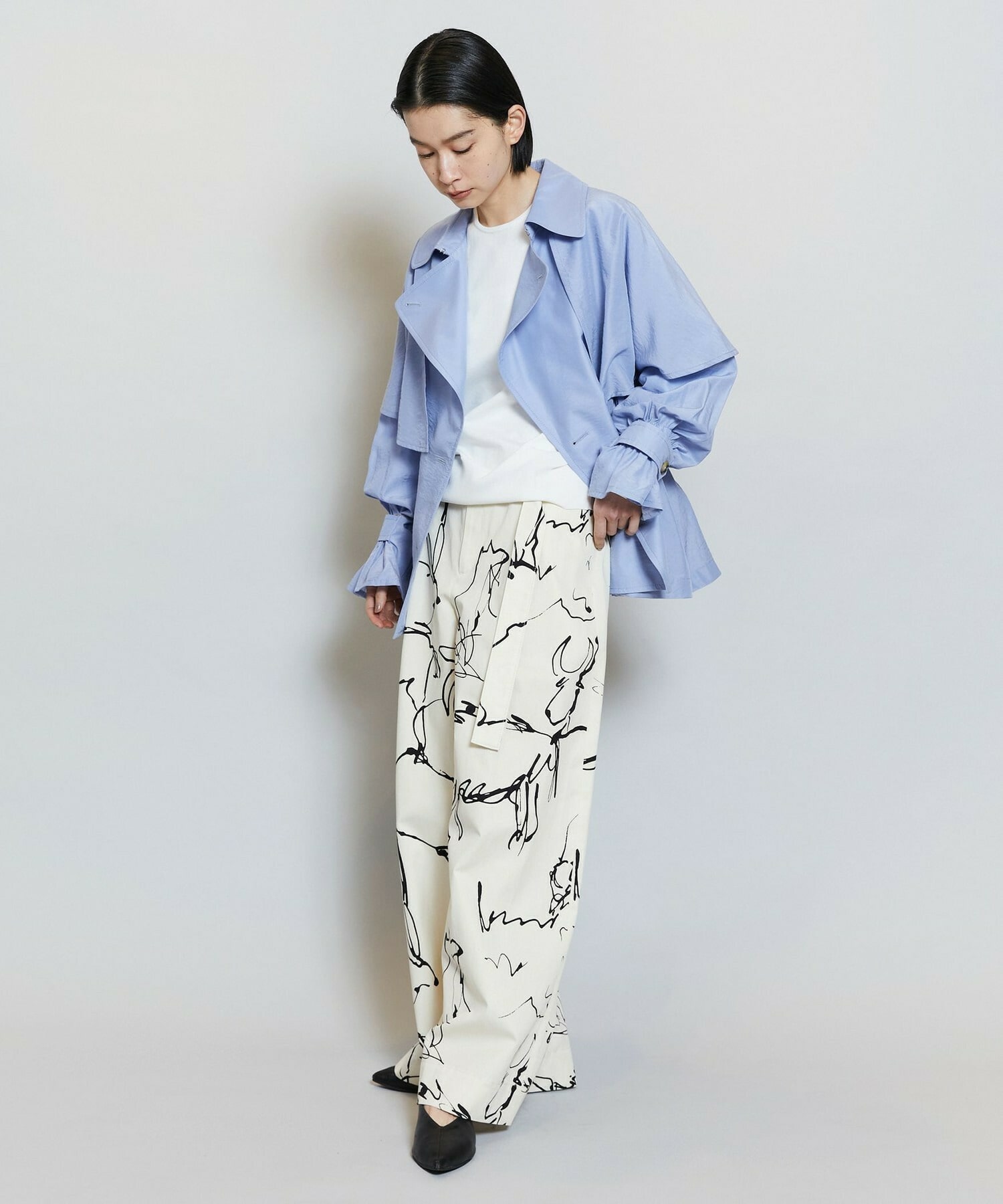 【MOGA】ナイロンリヨセルタッサーショートトレンチコート 詳細画像 ブルー系その他 17