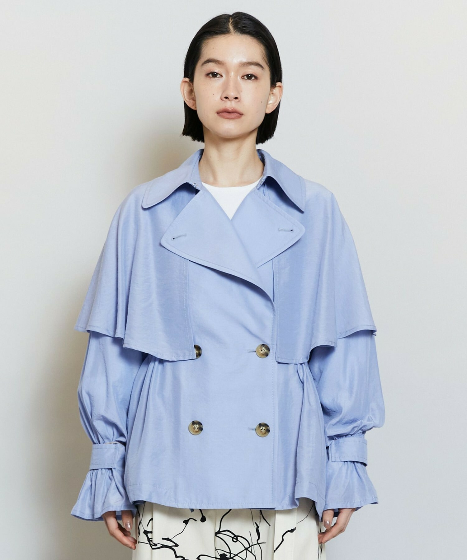 【MOGA】ナイロンリヨセルタッサーショートトレンチコート 詳細画像 ブルー系その他 19