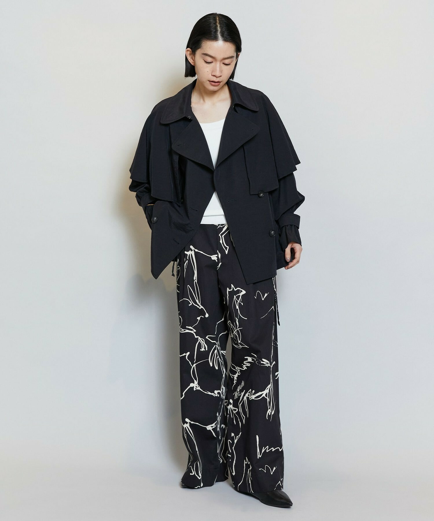 【MOGA】ナイロンリヨセルタッサーショートトレンチコート 詳細画像 ブルー系その他 3