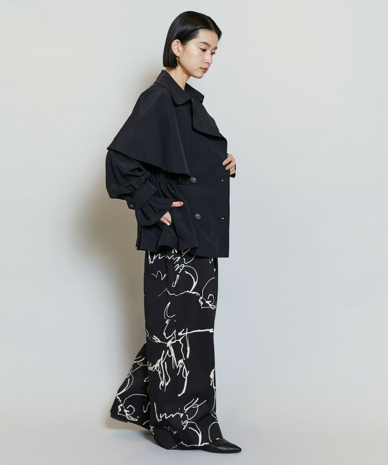 【MOGA】ナイロンリヨセルタッサーショートトレンチコート 詳細画像 ブルー系その他 6