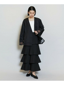 【MOGA】シアーストライプノーカラージャケット 詳細画像 ホワイト 1