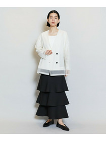 【MOGA】シアーストライプノーカラージャケット 詳細画像 ホワイト 11