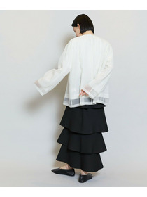 【MOGA】シアーストライプノーカラージャケット 詳細画像 ホワイト 16